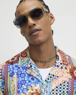 Blue Mosaic Print Shirt