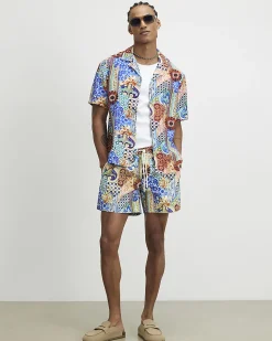 Blue Mosaic Print Shirt