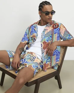 Blue Mosaic Swim Shorts