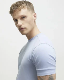 Blue Muscle Fit Cotton Lightweight T-Shirt