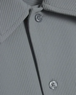 Blue Muscle Fit Stretch Ribbed Shirt