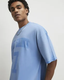 Blue Oversized Cotton Ame Saint 7 T-Shirt