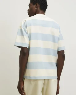 Blue Oversized Cotton Stripe T-Shirt