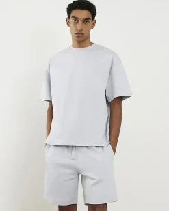 Blue Oversized Cotton T-Shirt And Shorts Set