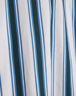 Blue Oversized Cotton Vertical Stripe T-Shirt