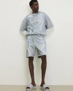 Blue Oversized Cotton Yokosuka Washed T-Shirt