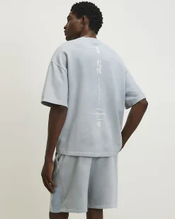 Blue Oversized Cotton Yokosuka Washed T-Shirt