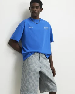 Blue Oversized Fit Cotton Sanctuaire T-Shirt