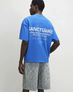 Blue Oversized Fit Cotton Sanctuaire T-Shirt