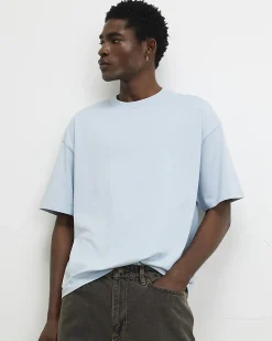 Blue Oversized Fit Cotton Heavyweight T-Shirt