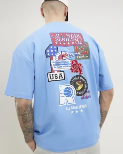 Blue Oversized Fit Midweight USA T-Shirt