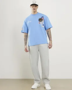 Blue Oversized Fit Midweight USA T-Shirt