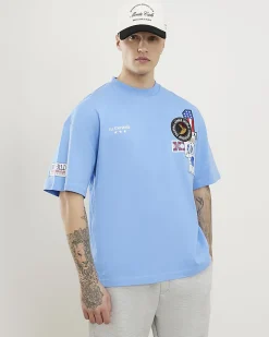 Blue Oversized Fit Midweight USA T-Shirt