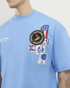 Blue Oversized Fit Midweight USA T-Shirt