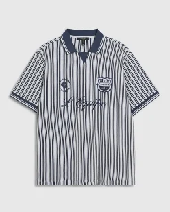 Blue Oversized Fit Striped Rugby Shirt