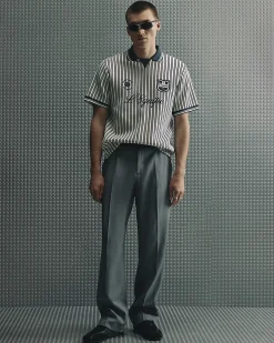 Blue Oversized Fit Striped Rugby Shirt