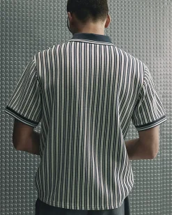 Blue Oversized Fit Striped Rugby Shirt