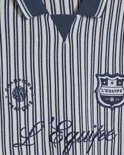 Blue Oversized Fit Striped Rugby Shirt