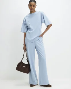 Blue Oversized Seam Front T-shirt