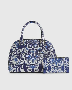 Blue Paisley Print Kettle Tote Bag Bundle