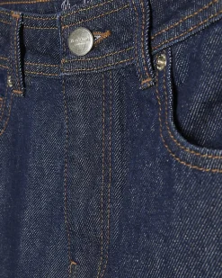 Blue Panelled Denim Midi Skirt