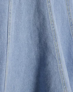Blue Peplum Seamed Denim Top