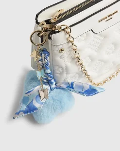 Blue Pom Pom Plaited Scarf Butterfly Charm