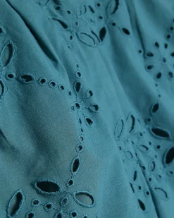Blue Poplin Broderie Shorts
