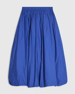 Blue Poplin Bubble Hem Skirt