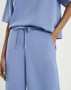 Blue Premium Drawstring Wide Leg Joggers