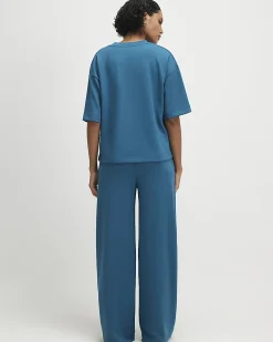Blue Premium Wide Leg Joggers