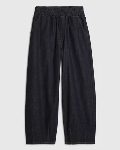 Blue Pull On Barrel Leg Jeans