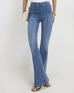 Blue Pull-On Elasticated Sculpt Flared Jeans