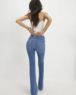 Blue Pull-On Elasticated Sculpt Flared Jeans