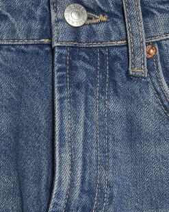 Blue Raw Hem Wide Leg Jeans