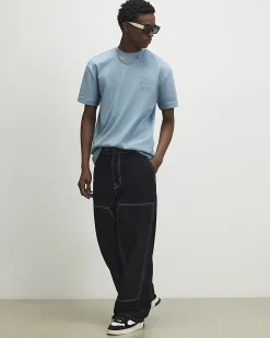 Blue Regular Fit Cotton Athletisme T-Shirt