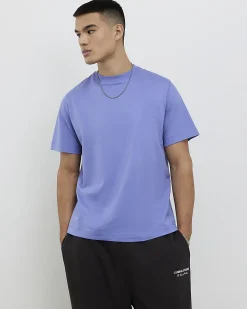 Blue Regular Fit Crew Neck Midweight T-Shirt