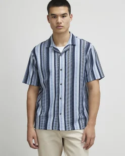 Blue Regular Fit Geometric Print Shirt