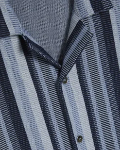 Blue Regular Fit Geometric Print Shirt