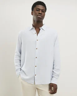 Blue Regular Fit Linen Blend Shirt