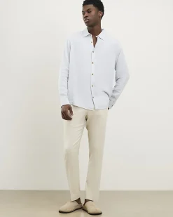 Blue Regular Fit Linen Blend Shirt
