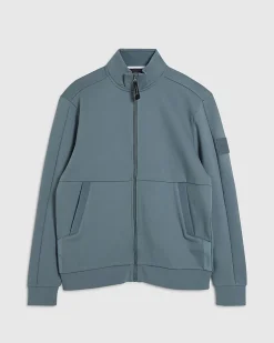 Blue Regular Fit Nylon Funnel Sweatshirt