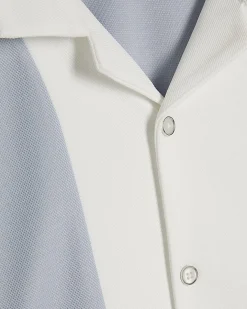Blue Regular Fit Pique Panel Revere Shirt
