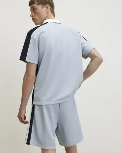 Blue Regular Fit Pique Taped Shorts