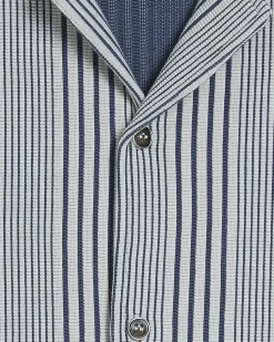 Blue Regular Fit Short Sleeve Stripe Shirt
