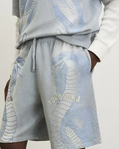 Blue Regular Fit Washed Yokosuka Shorts