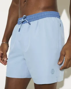Blue Regular Length Colour Block Swim Shorts