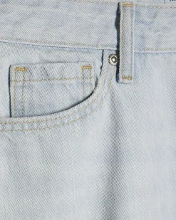 Blue relaxed straight ripped jeans