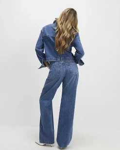 Blue Relaxed Straight Ripped Jeans