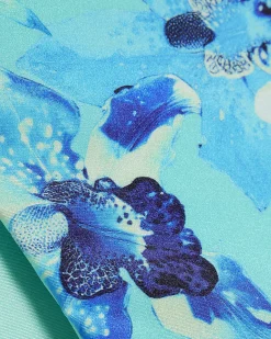 Blue Reversible Floral Print Bikini Bottoms